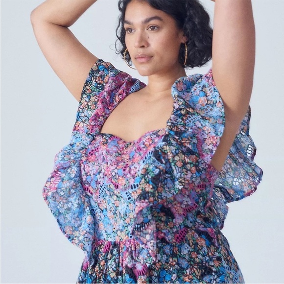 ANTHROPOLOGIE BLOGGER Fave Blue Purple
Floral Ruffle Eyelet Maxi Dress s - Picture 6 of 13
